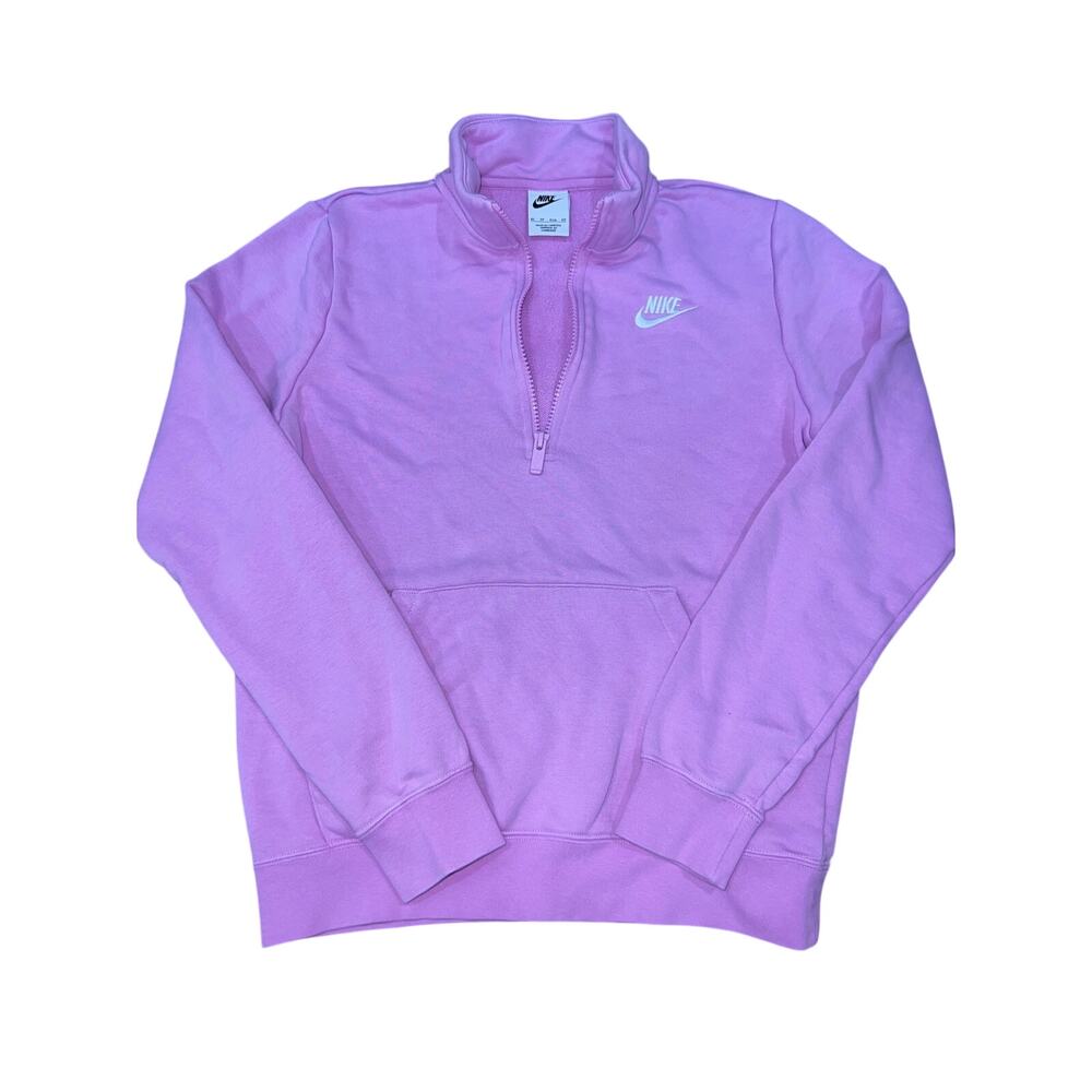 Nike Sportswear Club Fleece Quarter-Zip Pullover Sweatshirt Pink Women’s Size XS